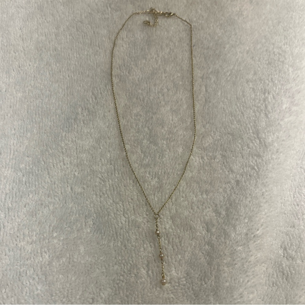 BYCHARI Evelyn Coco Lariat ~ Gold Plated Freshwater Pearls Necklace - Picture 4 of 6